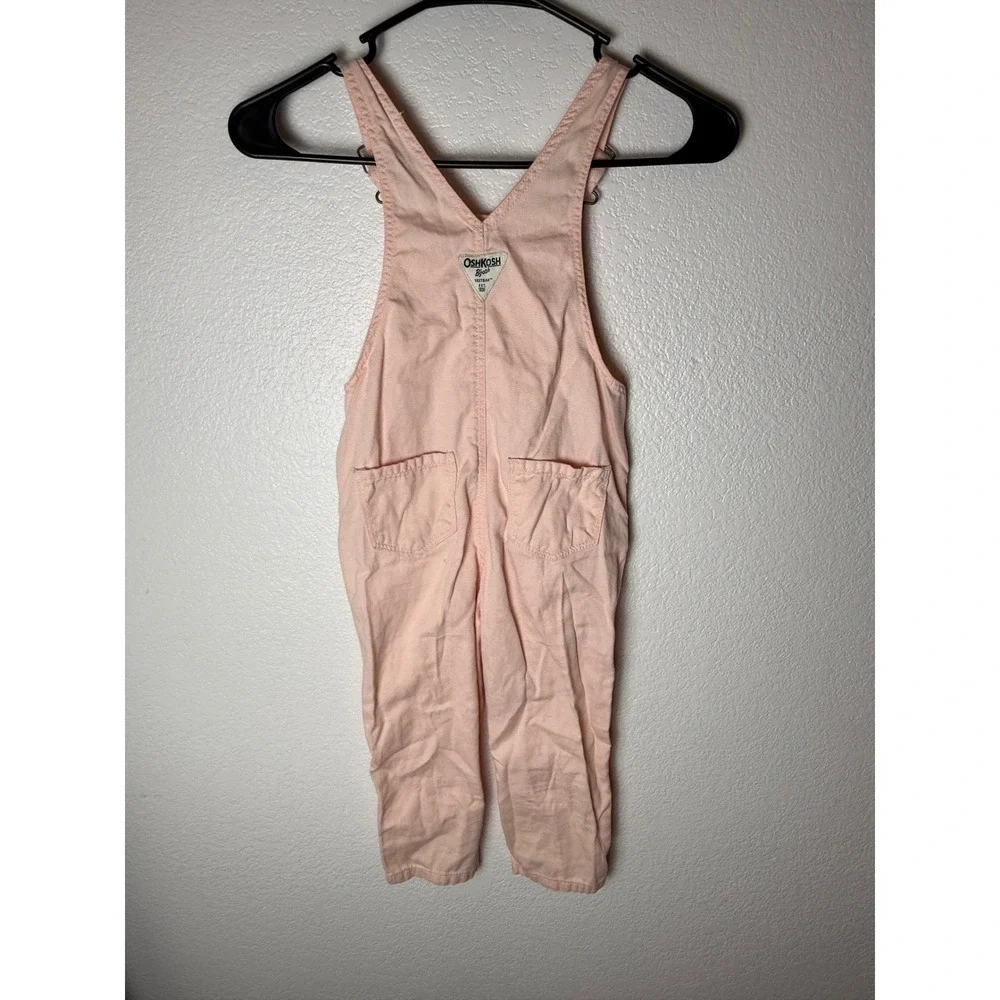 OshKosh Bgosh Toddler Girls Pink Heart Pocket Denim Bib Overalls 3T 6J064211